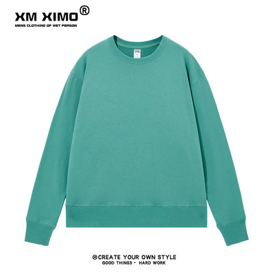 Bluză de toamnă pentru bărbați de culoare uni, cu decolteu oval