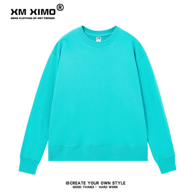 Bluză de toamnă pentru bărbați de culoare uni, cu decolteu oval