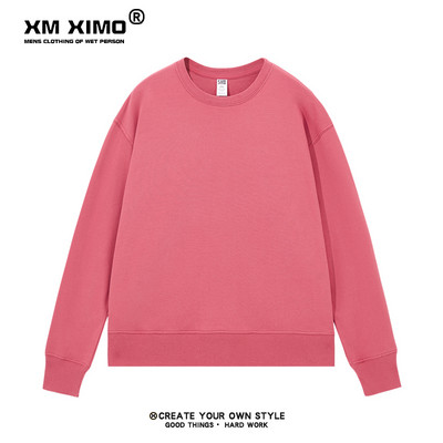 Bluză de toamnă pentru bărbați de culoare uni, cu decolteu oval