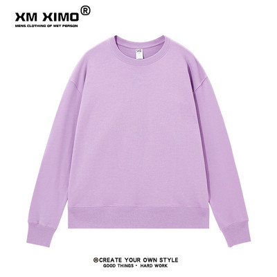 Bluză de toamnă pentru bărbați de culoare uni, cu decolteu oval