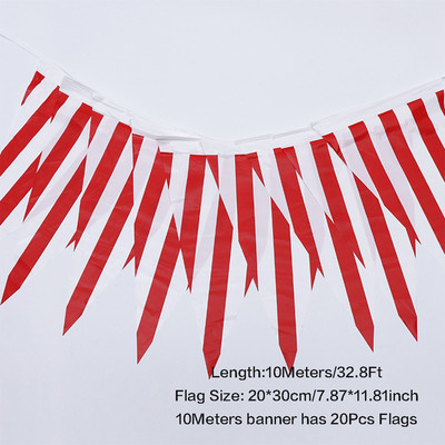 Banner cu fanion pentru petrecere tematică de carnaval, din plastic, roșu, alb, cu dungi, ghirlanda, steag triunghi, bunting pentru decorarea petrecerii de aniversare a circului