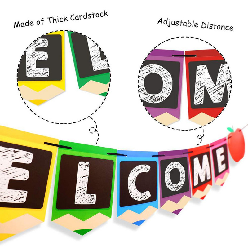 Πανό γενεθλίων σημαία καλωσορίσματος Κρεμάστρα με κρεμάστρα για μωρό ντεκόρ πάρτι Χαρτί γιρλάντα αγόρι κορίτσι παιδικό πάρτι