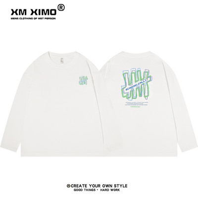 Νέο μοντέλο ανδρική φθινοπωρινή μπλούζα με γραφή στην πλάτη