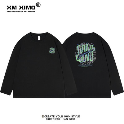 Νέο μοντέλο ανδρική φθινοπωρινή μπλούζα με γραφή στην πλάτη