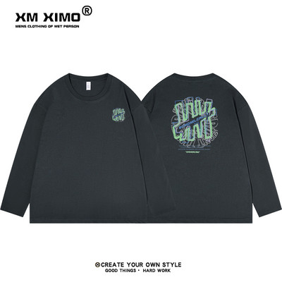 Νέο μοντέλο ανδρική φθινοπωρινή μπλούζα με γραφή στην πλάτη