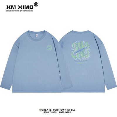 Νέο μοντέλο ανδρική φθινοπωρινή μπλούζα με γραφή στην πλάτη