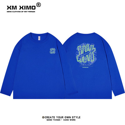 Νέο μοντέλο ανδρική φθινοπωρινή μπλούζα με γραφή στην πλάτη