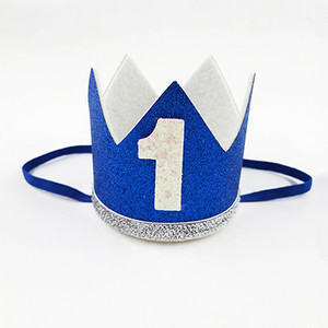 1PC Blue Boy Silver Birthday Crown парти шапки Деца една година Princess Crown лента за глава Baby Shower 1st Birthday Decor Party Supply