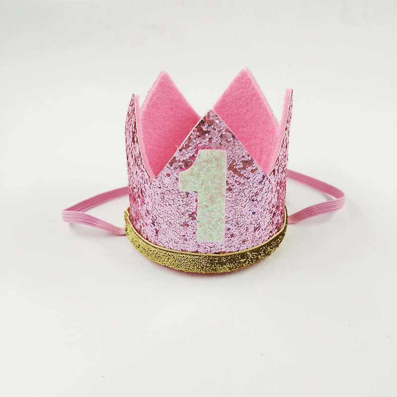 1 vnt Mėlyna berniuko sidabrinė Gimtadienio vakarėlio kepuraitė Vaikams Vienerių metų princesės karūnos galvos juosta Baby Shower 1-ojo gimtadienio dekoro reikmenys