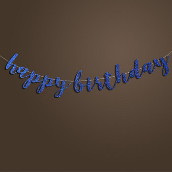 Πανό Happy Birthday, Μαύρο/Ασημί/Χρυσό Glitter Script, 30th/40th/50th/60th/70th/80th Birthday Party Decorations Supplies