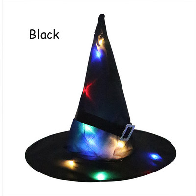 LED suaugusiems skirtos raganų kepurės kaukių juostelė burtininko kepurė Kostiumų vakarėlis gimtadienio raganos Viršutinės smailios kepuraitės Cosplay Helovino rekvizitas