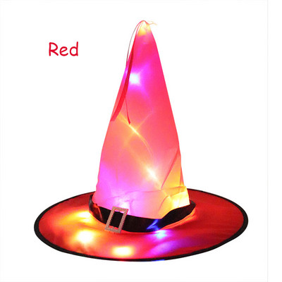 LED suaugusiems skirtos raganų kepurės kaukių juostelė burtininko kepurė Kostiumų vakarėlis gimtadienio raganos Viršutinės smailios kepuraitės Cosplay Helovino rekvizitas