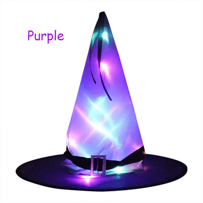 LED suaugusiems skirtos raganų kepurės kaukių juostelė burtininko kepurė Kostiumų vakarėlis gimtadienio raganos Viršutinės smailios kepuraitės Cosplay Helovino rekvizitas
