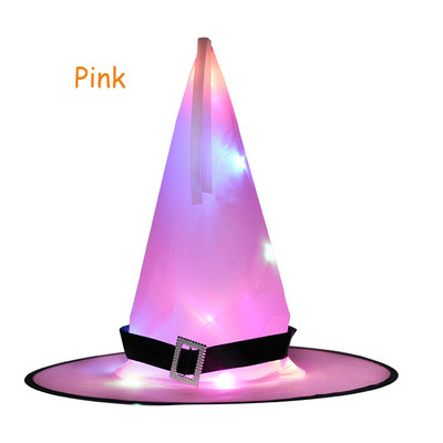 LED suaugusiems skirtos raganų kepurės kaukių juostelė burtininko kepurė Kostiumų vakarėlis gimtadienio raganos Viršutinės smailios kepuraitės Cosplay Helovino rekvizitas