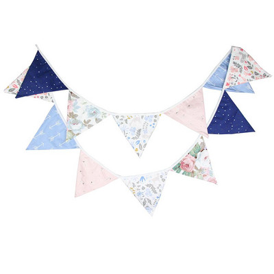 12 steaguri 3,2 m Fanion de decorare Banner Bunting Flori nordice Steagul de hârtie Petrecere Ghirlandă Clopoțel Naștere Decorare nuntă Petrecere