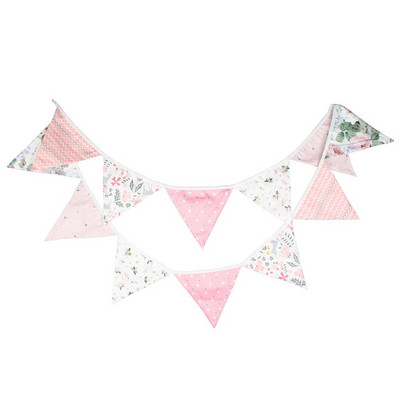 12 steaguri 3,2 m Fanion de decorare Banner Bunting Flori nordice Steagul de hârtie Petrecere Ghirlandă Clopoțel Naștere Decorare nuntă Petrecere