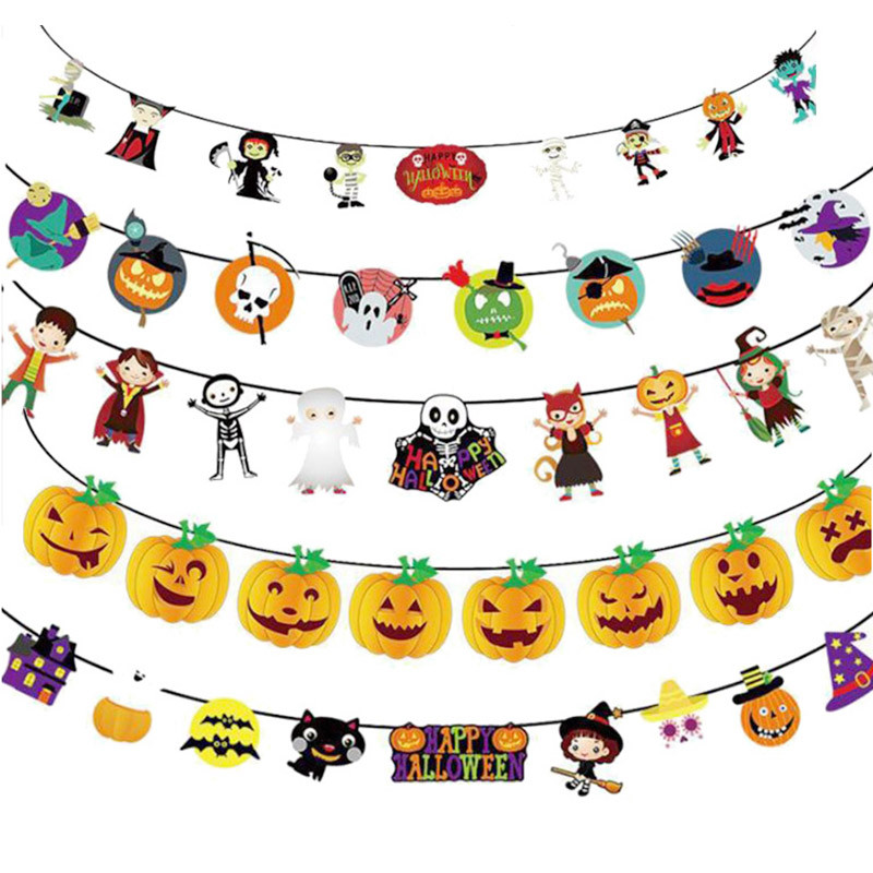 3m Halloween Decoration Horror Pumpkin Bunting Flag Props Banner Ghost Garland Halloween Party Supplies
