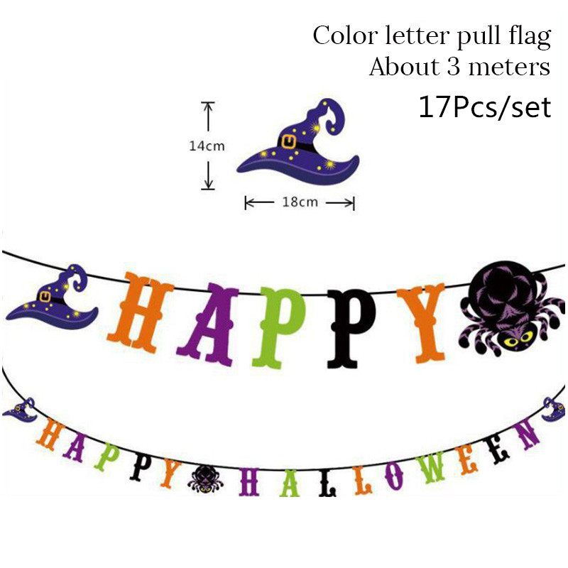 3m Halloween Decoration Horror Pumpkin Bunting Flag Props Banner Ghost Garland Halloween Party Supplies