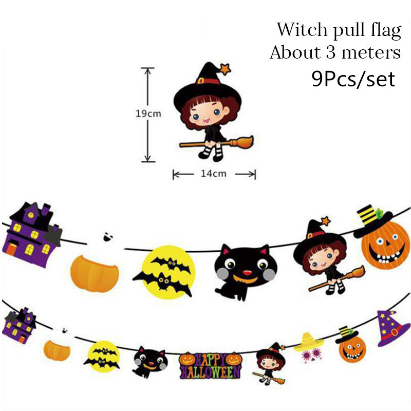 3m Halloween Decoration Horror Pumpkin Bunting Flag Props Banner Ghost Garland Halloween Party Supplies