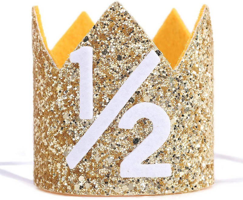 Gimtadienio kepuraitės karūna Pusės metų gimtadienio kepurė Kūdikių vakarėlis Naujagimio gimtadienio galvos apdangalas Gimtadienio vakarėlio dekoracijos