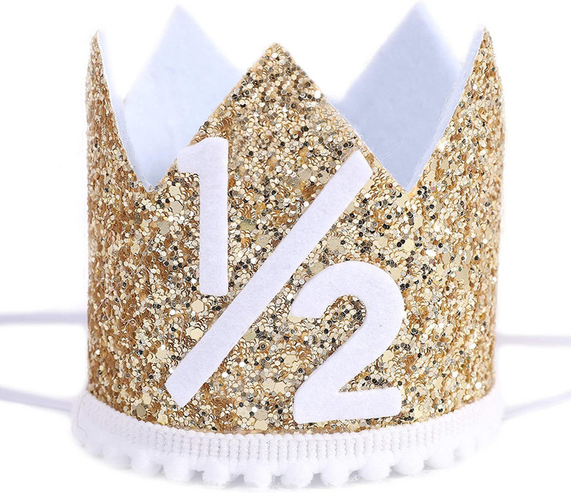 Gimtadienio kepuraitės karūna Pusės metų gimtadienio kepurė Kūdikių vakarėlis Naujagimio gimtadienio galvos apdangalas Gimtadienio vakarėlio dekoracijos