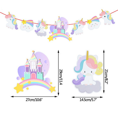 Animal Cartoon Banner γενεθλίων Κορίτσια Αγόρια Χαρτί Γιρλάντα 1ου Γενέθλια Μονόκερος Δεινόσαυρος Πάρτι Baby Shower Bunting Garland Flags