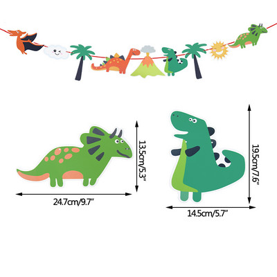 Animal Cartoon Banner γενεθλίων Κορίτσια Αγόρια Χαρτί Γιρλάντα 1ου Γενέθλια Μονόκερος Δεινόσαυρος Πάρτι Baby Shower Bunting Garland Flags