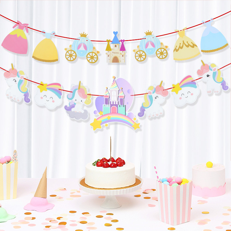 Animal Cartoon Banner γενεθλίων Κορίτσια Αγόρια Χαρτί Γιρλάντα 1ου Γενέθλια Μονόκερος Δεινόσαυρος Πάρτι Baby Shower Bunting Garland Flags