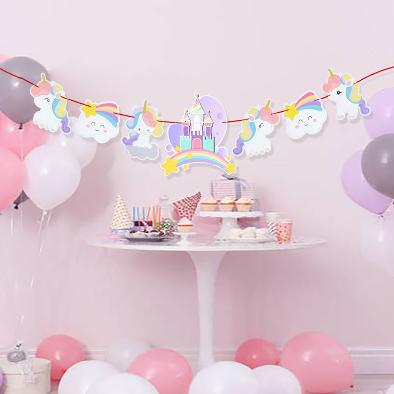 Animal Cartoon Banner γενεθλίων Κορίτσια Αγόρια Χαρτί Γιρλάντα 1ου Γενέθλια Μονόκερος Δεινόσαυρος Πάρτι Baby Shower Bunting Garland Flags