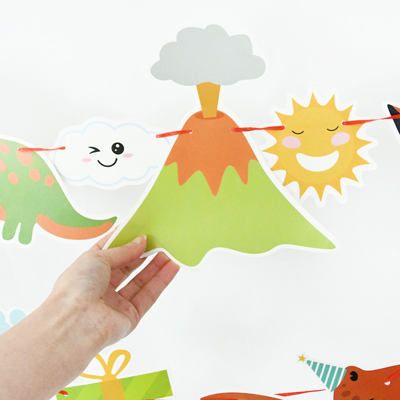 Animal Cartoon Banner γενεθλίων Κορίτσια Αγόρια Χαρτί Γιρλάντα 1ου Γενέθλια Μονόκερος Δεινόσαυρος Πάρτι Baby Shower Bunting Garland Flags