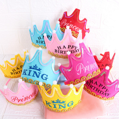 LED Happy Birthday Party King Princess Prince Crown Шапки Светеща лента за глава Baby Shower Boy Girl Kids Коледни декорации Консумативи