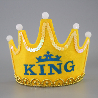 LED su gimtadienio vakarėliu karaliaus princesės princo karūnos kepuraitės švytinčios galvos apdangalas Kūdikių dušas berniukui mergaitei vaikams kalėdinės dekoracijos reikmenys