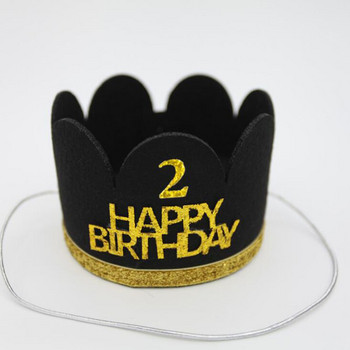 1 бр. Шапки за рожден ден Декор Капачка Една шапка за първи рожден ден Princess Boy Crown 1st 2nd 3rd Year Old Number Birthday Party Decorations