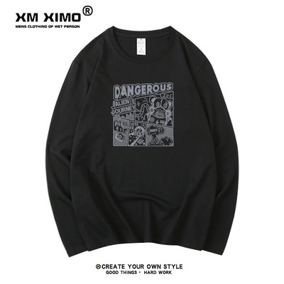 Férfi blúz felirattal és applikációval