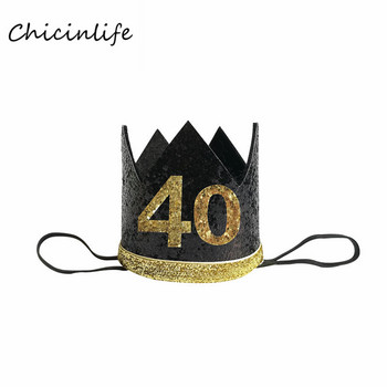 Chicinlife 1τμχ 30 40 50 60 Κορώνα Κορώνα για γενέθλια Διακόσμηση για πάρτι γενεθλίων ενηλίκων 30ο 40ο 50ο 60ο καπέλο για πάρτι γενεθλίων