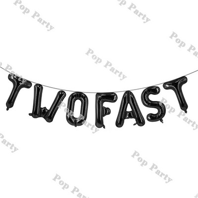 Lipubänner Vintage võidusõiduauto sünnipäevadekoratsiooniga lastele, kaks kiiret / Vroomi rippuv lipp Must-valge võidusõiduauto esimese/teise osapoole tarvikud