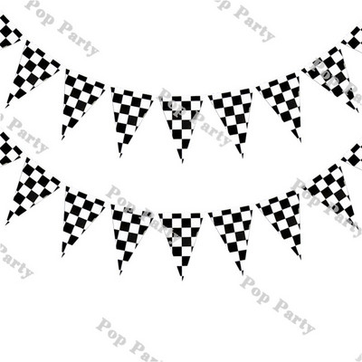 Lipubänner Vintage võidusõiduauto sünnipäevadekoratsiooniga lastele, kaks kiiret / Vroomi rippuv lipp Must-valge võidusõiduauto esimese/teise osapoole tarvikud
