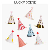 Pălării de petrecere de aniversare Con de hârtie Pompoane din pâslă Artizanat pentru copii Adulti Accesorii pentru costume de petrecere Culori asortate S00958