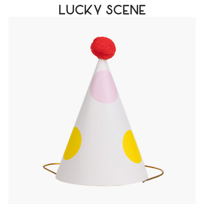 Pălării de petrecere de aniversare Con de hârtie Pompoane din pâslă Artizanat pentru copii Adulti Accesorii pentru costume de petrecere Culori asortate S00958