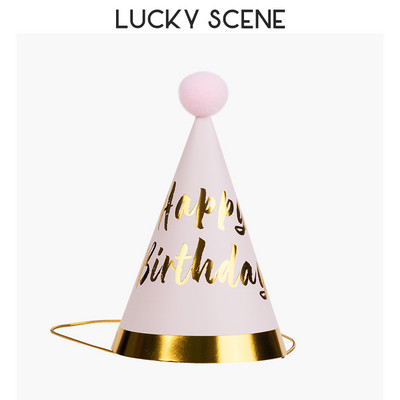Pălării de petrecere de aniversare Con de hârtie Pompoane din pâslă Artizanat pentru copii Adulti Accesorii pentru costume de petrecere Culori asortate S00958