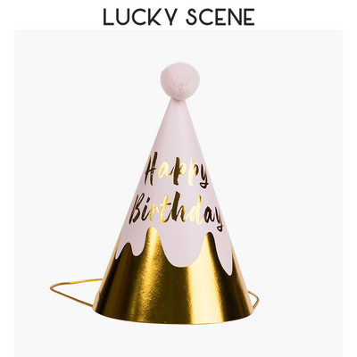 Pălării de petrecere de aniversare Con de hârtie Pompoane din pâslă Artizanat pentru copii Adulti Accesorii pentru costume de petrecere Culori asortate S00958