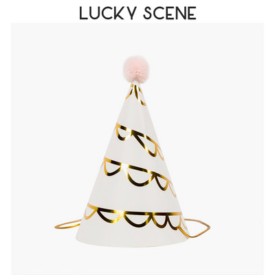 Pălării de petrecere de aniversare Con de hârtie Pompoane din pâslă Artizanat pentru copii Adulti Accesorii pentru costume de petrecere Culori asortate S00958