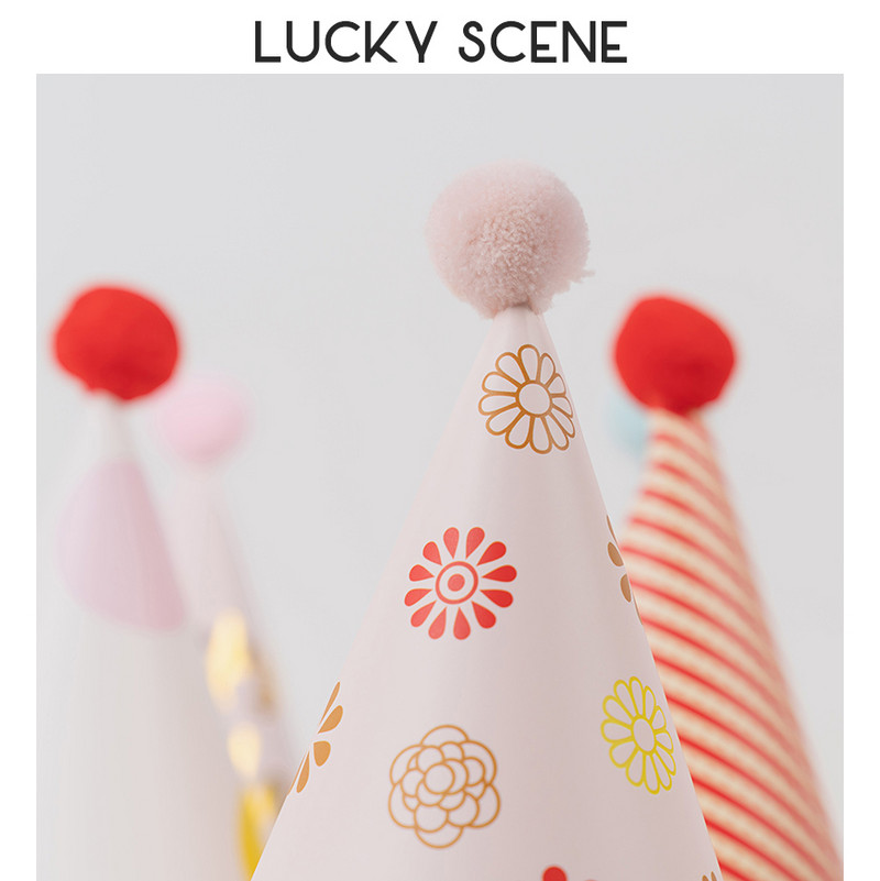 Pălării de petrecere de aniversare Con de hârtie Pompoane din pâslă Artizanat pentru copii Adulti Accesorii pentru costume de petrecere Culori asortate S00958