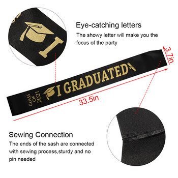 2022 Graduation Sash Gold Glitter Letter \