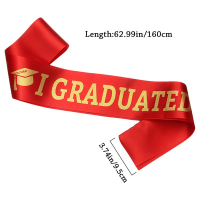 2022. aasta koolilõpetamise vöö kuldne sädelev kiri "lõpetasin" Satiinist lõpetaja kingitus pidulikuks fotorekvisiidiks, stiilne lõpupeoks