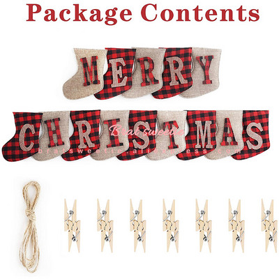 Häid jõule bänner Pühvli ruuduline sokikujuline jõulukaunistus kodu jaoks õues rippuv vanik