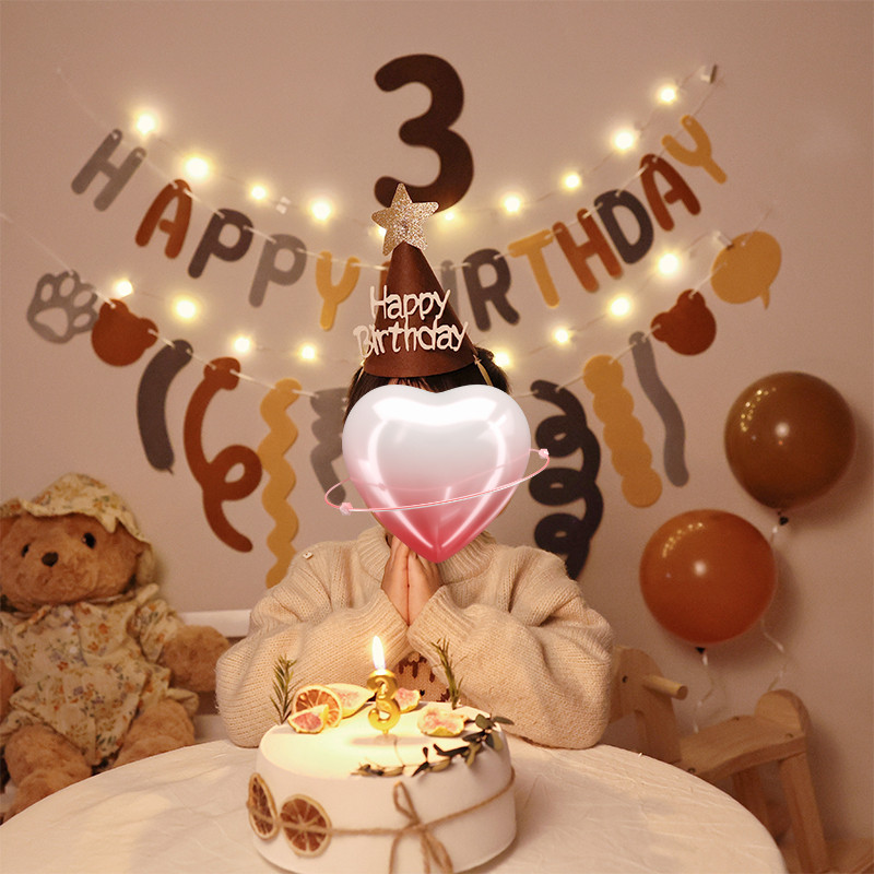 INS Κορεάτικο στυλ Non Woven Καφέ Πανό Χρόνια Πολλά Γκρι ρολό Σημαία Baby Shower Bear Garland