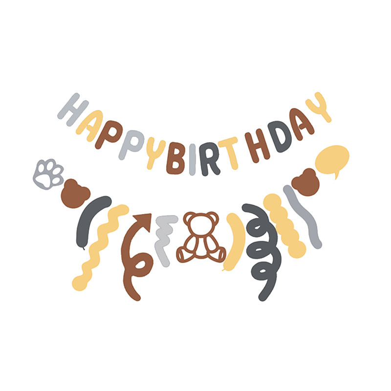 INS Κορεάτικο στυλ Non Woven Καφέ Πανό Χρόνια Πολλά Γκρι ρολό Σημαία Baby Shower Bear Garland