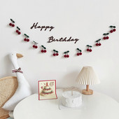 INS Cherry Garland Decoration 1ο 2ο 3ο πάρτι γενεθλίων Red Bayberry Fruit Hanging for Kids Bedroom Baby Shower Garland