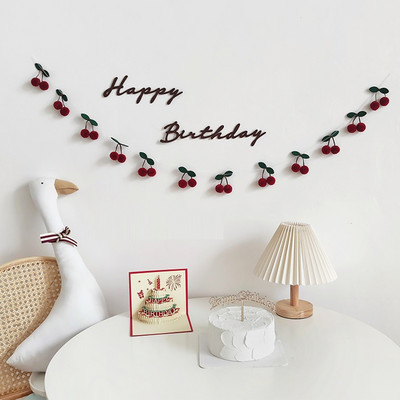 INS Cherry Garland Decoration 1ο 2ο 3ο πάρτι γενεθλίων Red Bayberry Fruit Hanging for Kids Bedroom Baby Shower Garland